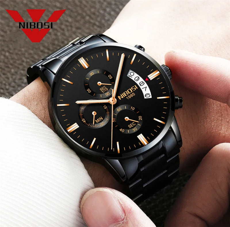 Relógio Masculino NIBOSI 2309Z – Original de Luxo – Aço Inoxidável