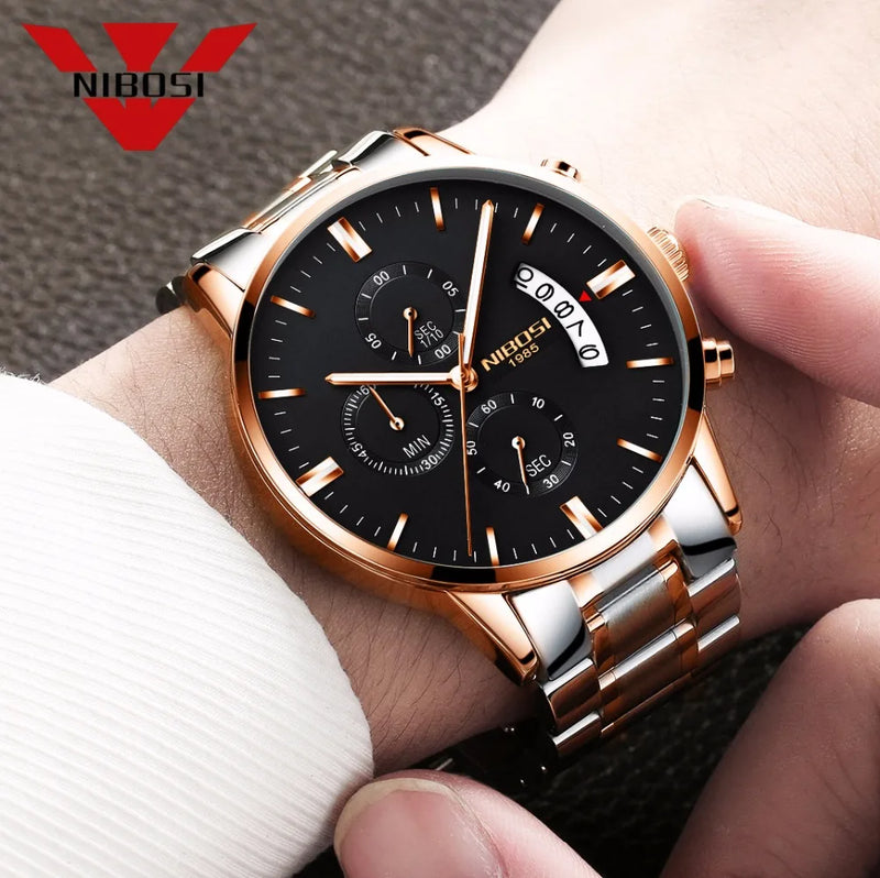 Relógio Masculino NIBOSI 2309Z – Original de Luxo – Aço Inoxidável