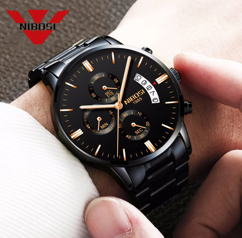 Relógio Masculino NIBOSI 2309Z – Original de Luxo – Aço Inoxidável