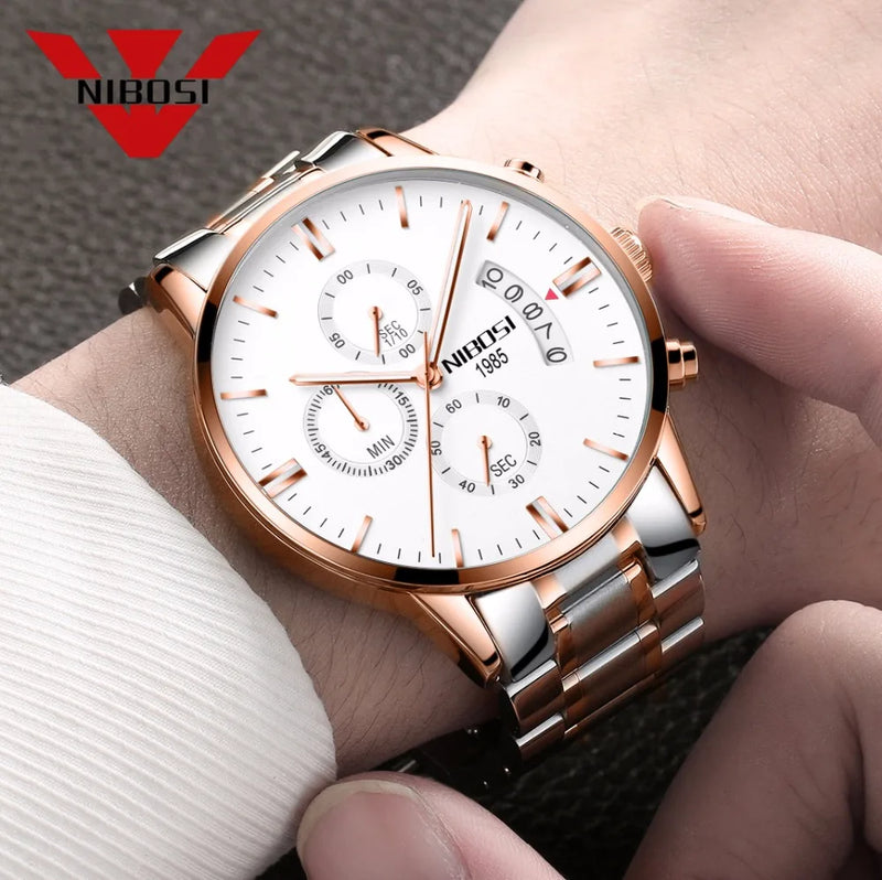Relógio Masculino NIBOSI 2309Z – Original de Luxo – Aço Inoxidável