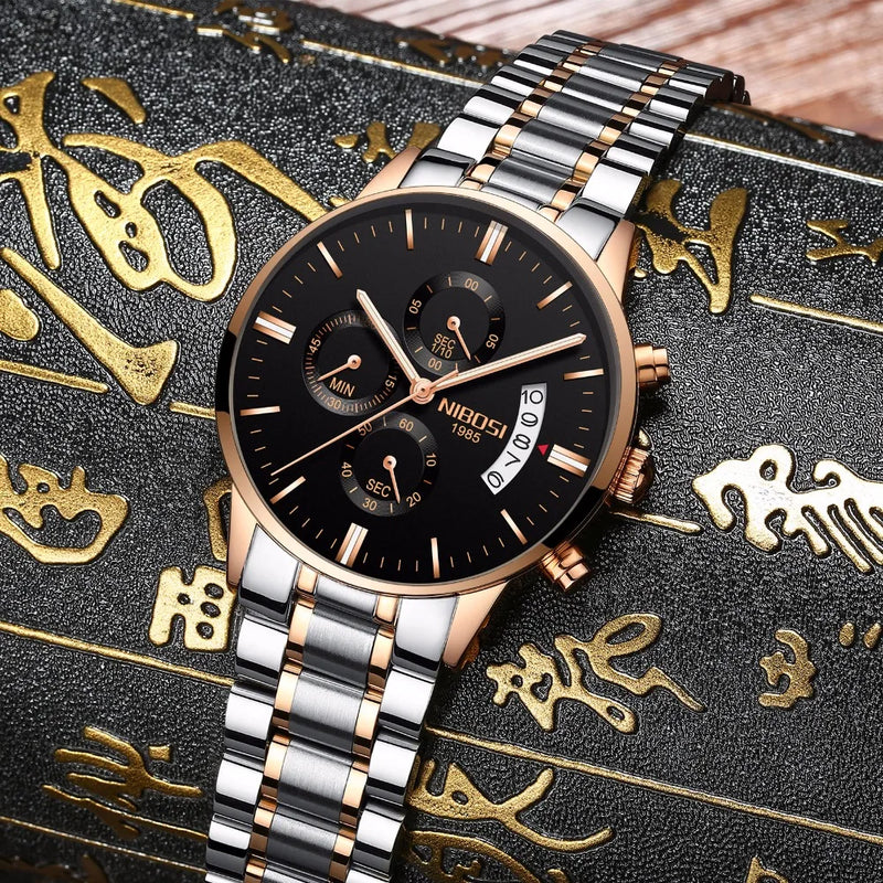 Relógio Masculino NIBOSI 2309Z – Original de Luxo – Aço Inoxidável