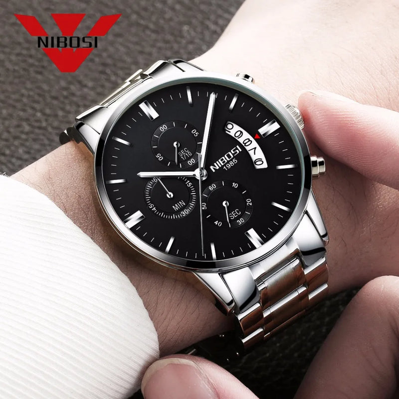 Relógio Masculino NIBOSI 2309Z – Original de Luxo – Aço Inoxidável