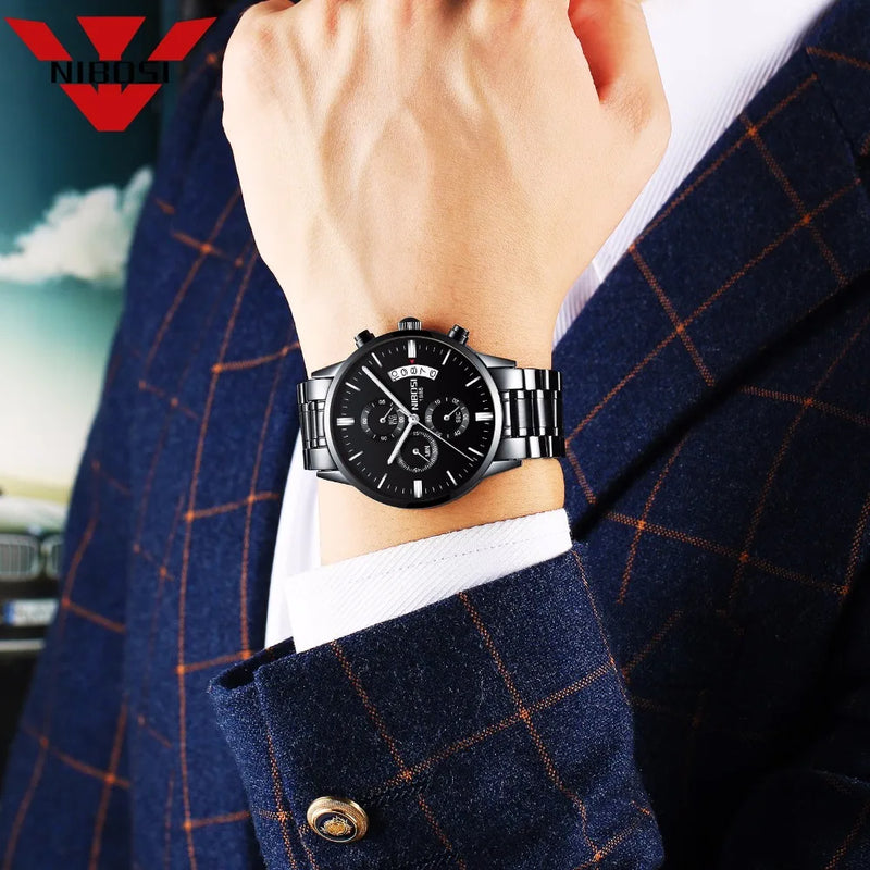 Relógio Masculino NIBOSI 2309Z – Original de Luxo – Aço Inoxidável