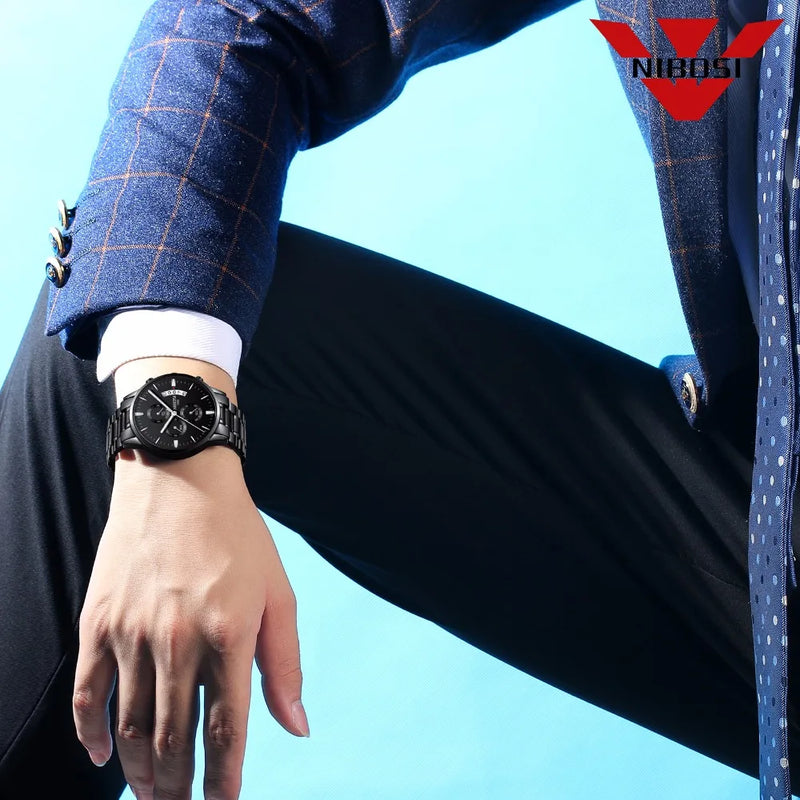 Relógio Masculino NIBOSI 2309Z – Original de Luxo – Aço Inoxidável