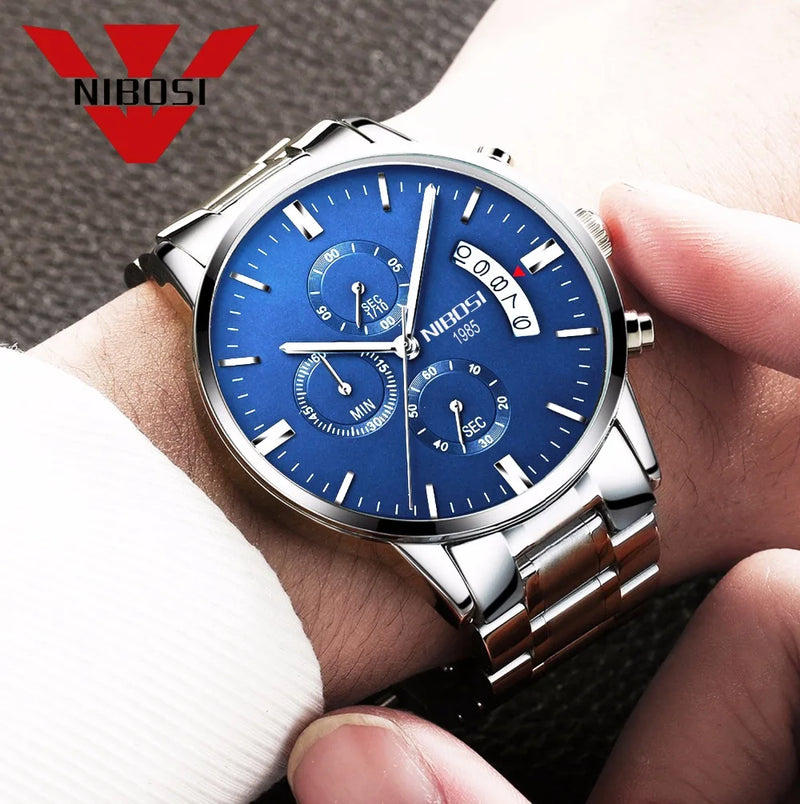 Relógio Masculino NIBOSI 2309Z – Original de Luxo – Aço Inoxidável