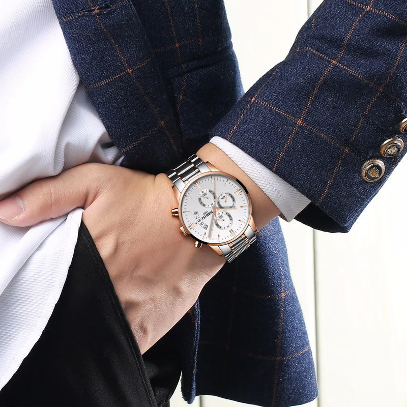 Relógio Masculino NIBOSI 2309Z – Original de Luxo – Aço Inoxidável