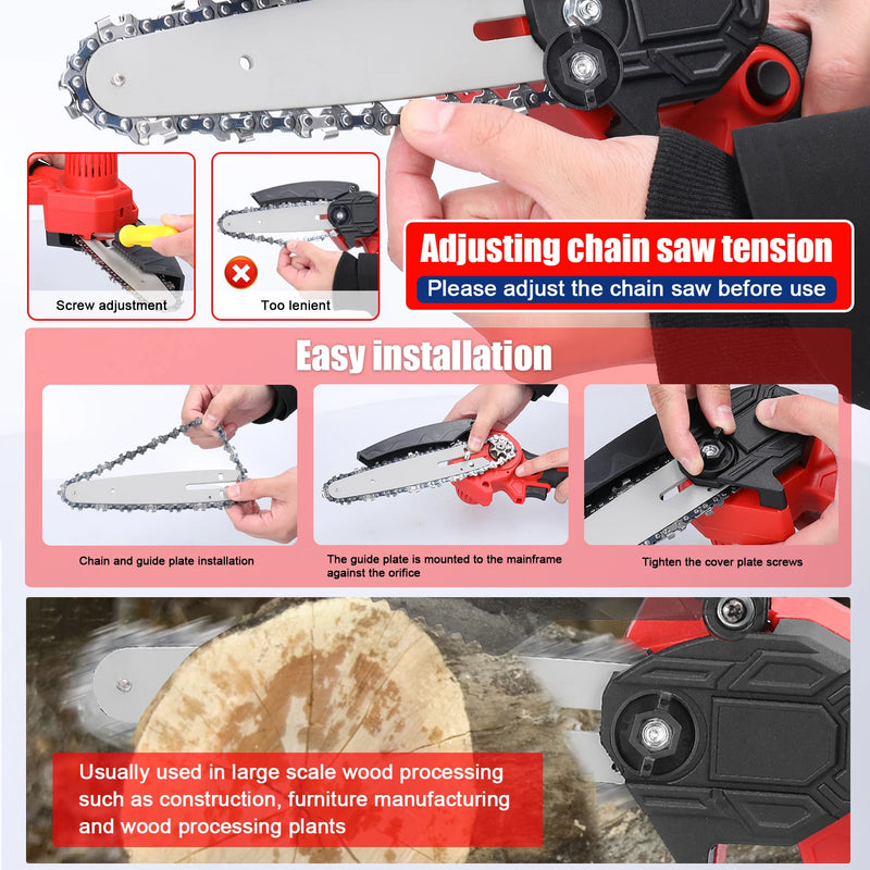 Mini Motosserra Elétrica 4/6 Polegadas Geevorks a Bateria – Serra Portátil para Poda e Jardinagem