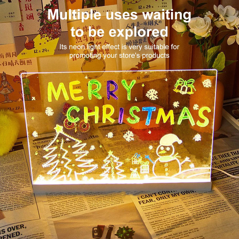 LED light up acrylic message board Erasable USB Children's Drawing Board DIY for Birthday Gifts Bar Advertising Boards