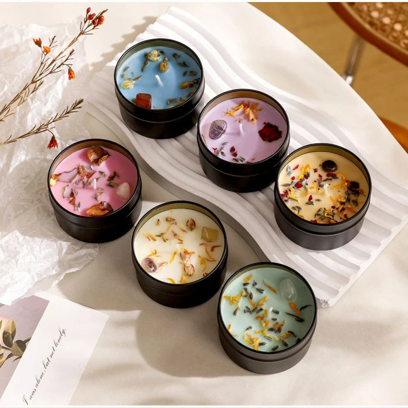 Velas Aromáticas Cristal – Alta Qualidade, Cera de Soja, Flores Secas, Ideal para Decoração