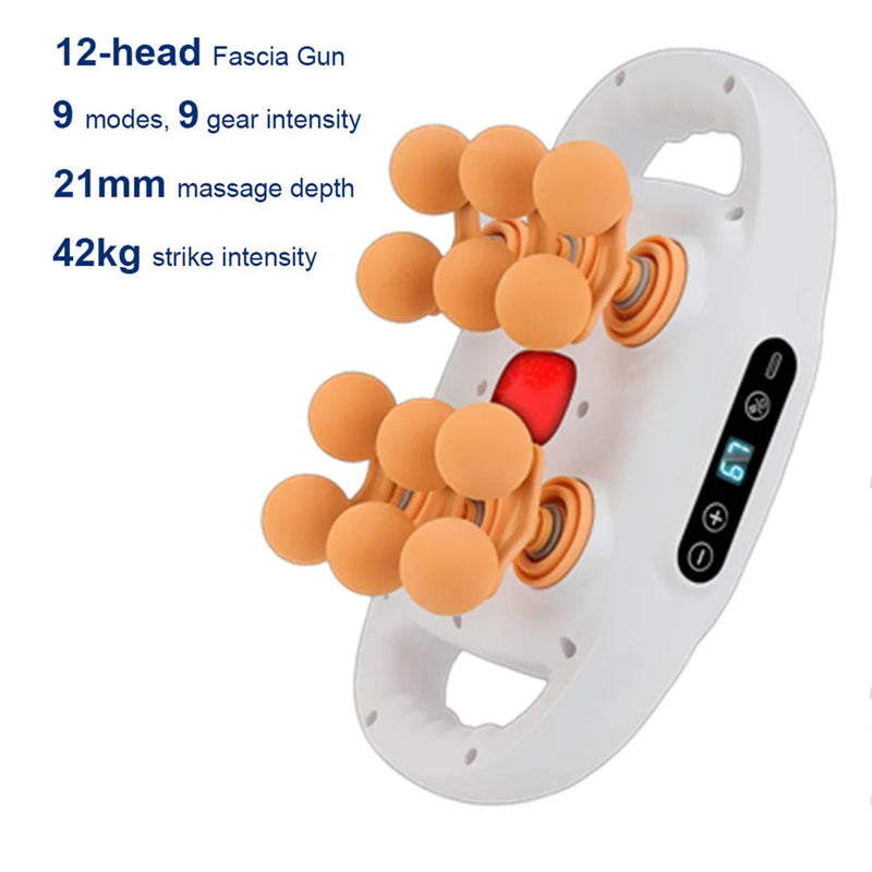 Massageador de Corpo 16 Cabeças – Pistola de Massagem por Vibração de Alta Frequência para Costas, Pescoço, Ombros e Músculos