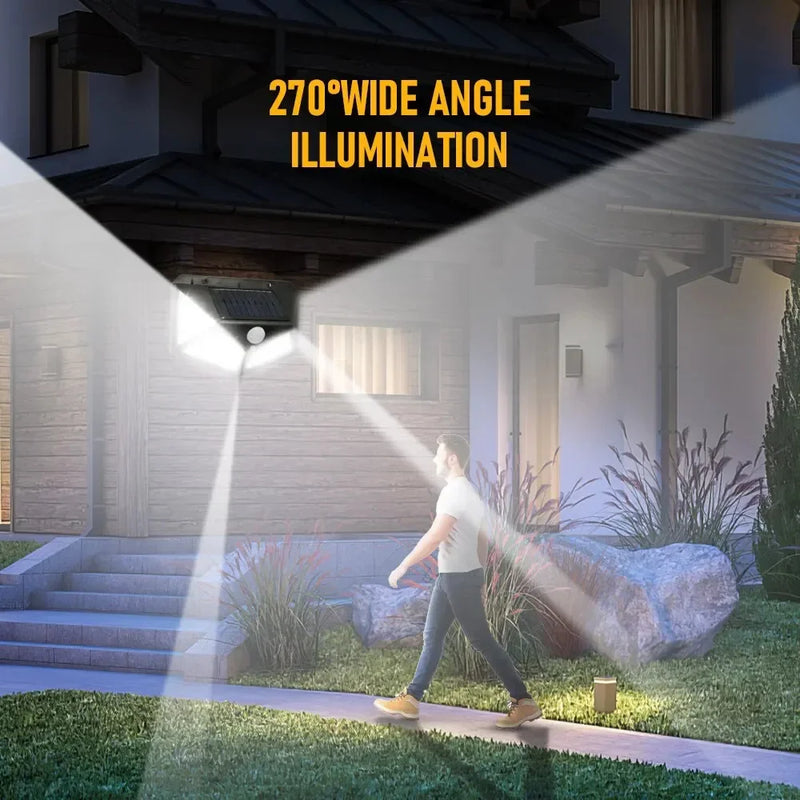Luminária Solar Inteligente com Sensor de Movimento – 3 Modos | 4 Lados Iluminados | À Prova d'Água | Ideal para Áreas Externas