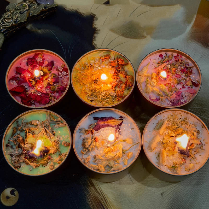 Velas Aromáticas Cristal – Alta Qualidade, Cera de Soja, Flores Secas, Ideal para Decoração