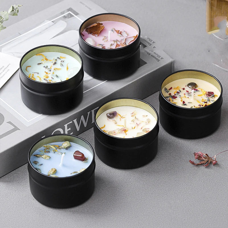 Velas Aromáticas Cristal – Alta Qualidade, Cera de Soja, Flores Secas, Ideal para Decoração