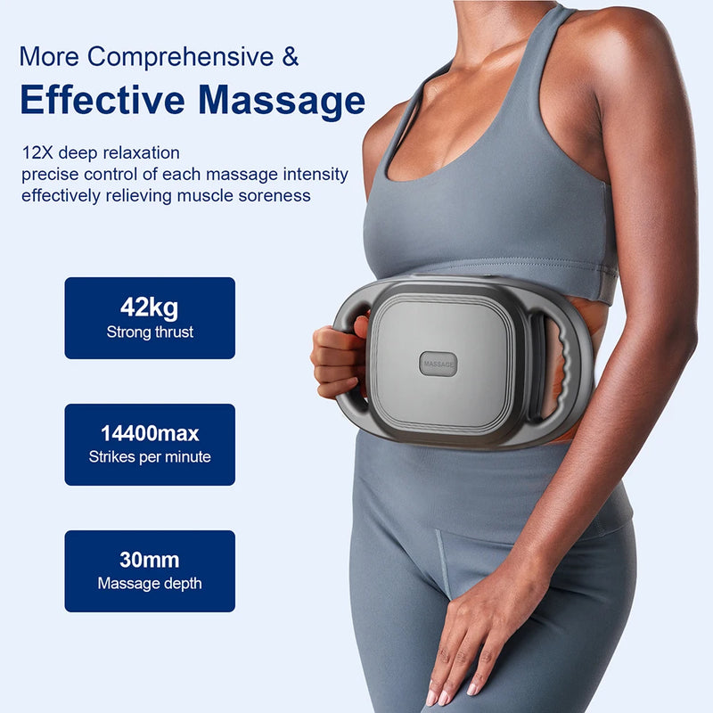 Massageador de Corpo 16 Cabeças – Pistola de Massagem por Vibração de Alta Frequência para Costas, Pescoço, Ombros e Músculos