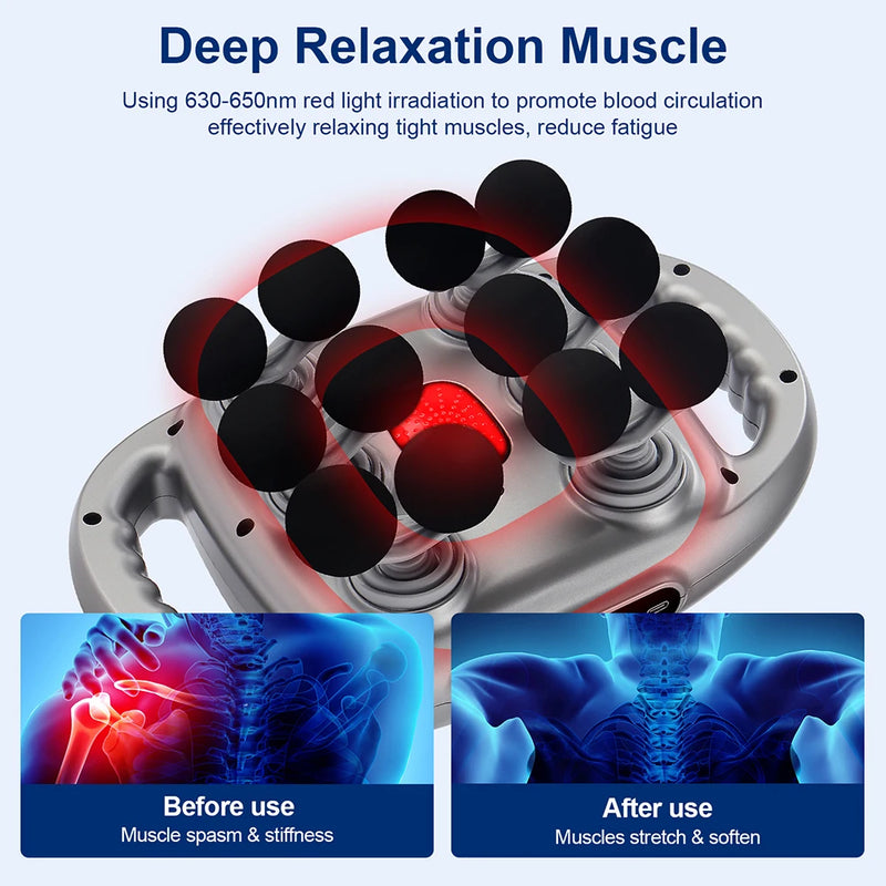 Massageador de Corpo 16 Cabeças – Pistola de Massagem por Vibração de Alta Frequência para Costas, Pescoço, Ombros e Músculos